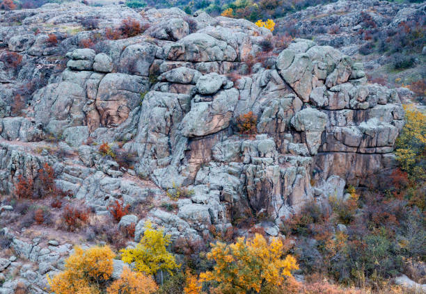 istock Aktovsky Canyon in Ukraine surrounded large stone boulders 1297779046
