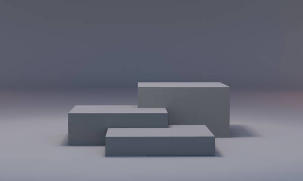 istock Three Black Cubes Display, Box Advertising Stand Mock-up 1297779789
