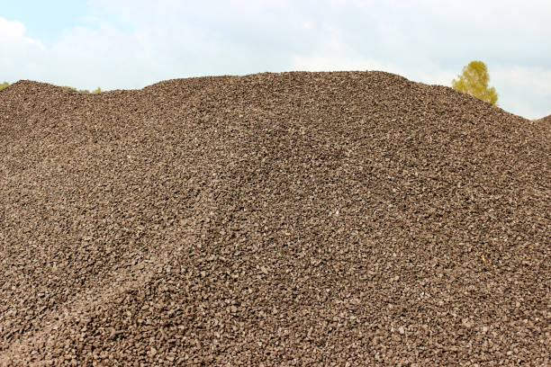 Piles of gravel for road construction