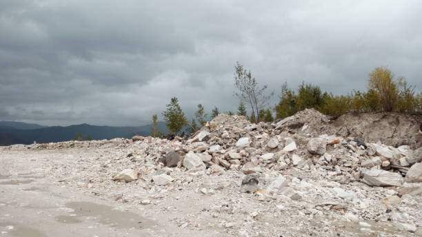 istock Marble road high in the mountains surrounded by clouds. 1297791218