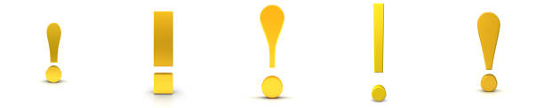istock Exclamation point gold exclamation point advice sign warning symbol 3d rendering 1297792670