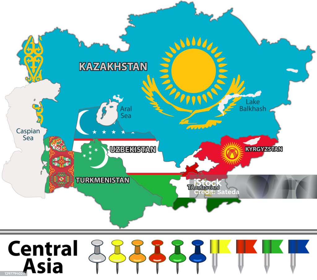 Sentral Asia Vector Map Of Central Asia Stock Illustration - Download Image Now ...