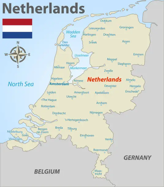 Vector illustration of Vector map of Netherlands