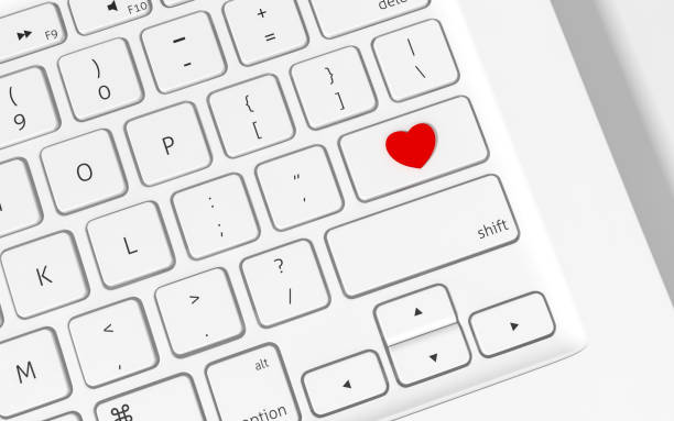istock White computer keyboard button with heart sign symbol 3d rendering. 3d illustration Internet dating of Love and Valentines Day greeting card template minimal concept. 1297795400