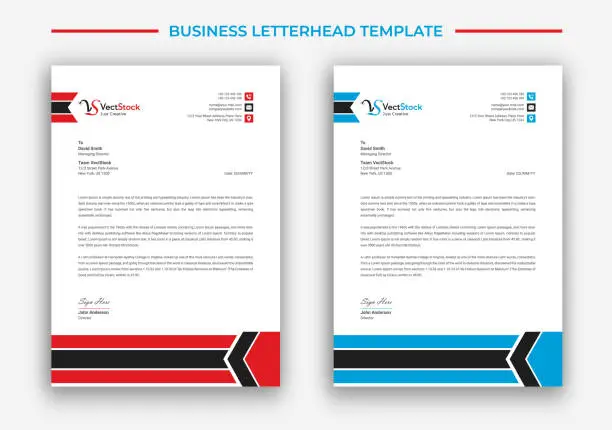 Vector illustration of Letterhead template with various colors, Letterhead template in flat style, Letterhead set or bundle, Business letterhead