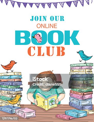 istock Kids Online Book Club Invitation Template 1297796703