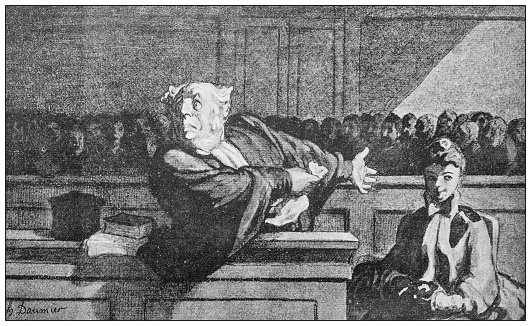 Antique illustration: Lawyer in trial