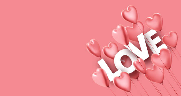 istock Pink love background with realistic 3d heart balloons. 1297801322
