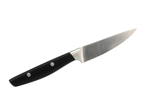 istock stainless steel paring knife with black plastic handle, insulated on white background 1297803260