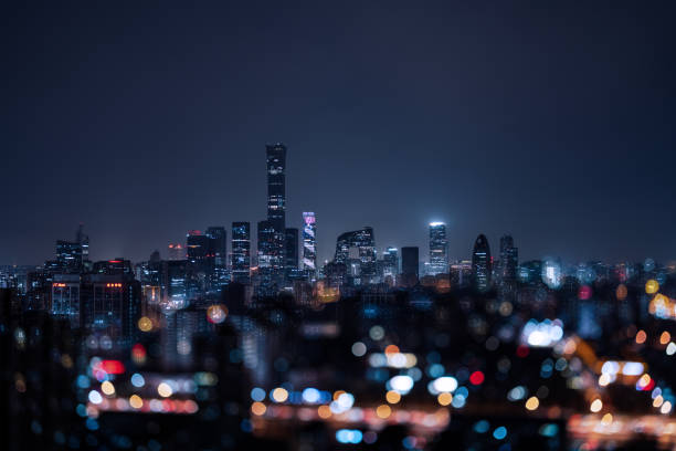 beijing urban skyline en la noche - biological culture outdoors travel destinations architecture fotografías e imágenes de stock