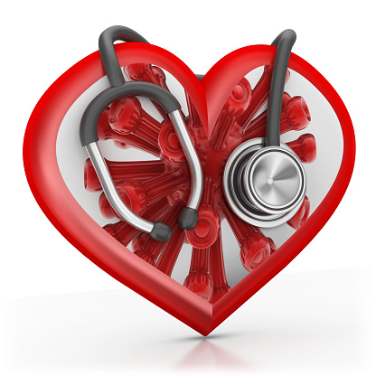 3d render. Heart and stethoscope isolated on a white background.