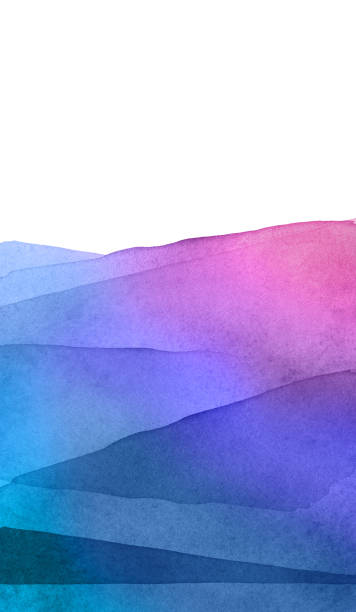 istock Abstract Landscapes poster collection. contemporary art print templates. Blue, violet, pink watercolor Illustration on white background. Modern print set. Wall art. Nature backgrounds 1297812426