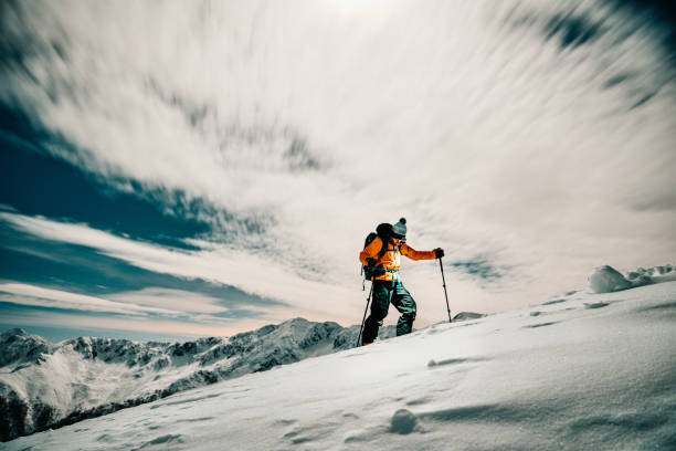 istock Ski mountaineering touring at night 1297814661