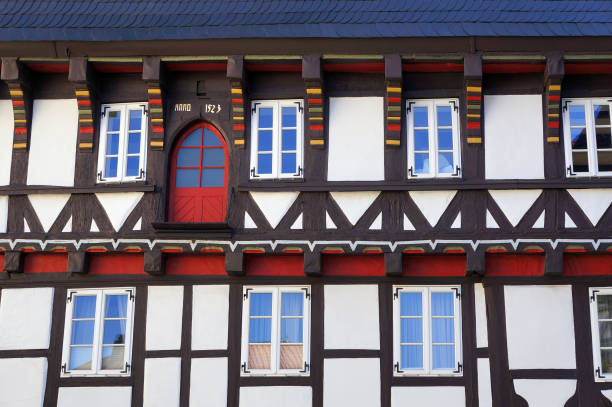 istock Decorated facade of medieval half-timbered house in Goslar, Germany. 1297816618