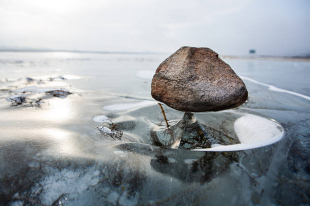 baikal - lake baikal lake landscape winter foto e immagini stock