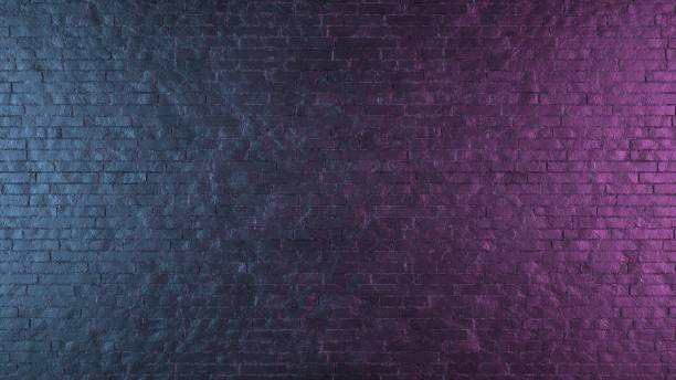 istock Neon light on brick wall background and texture. 3d illustration 1297823172