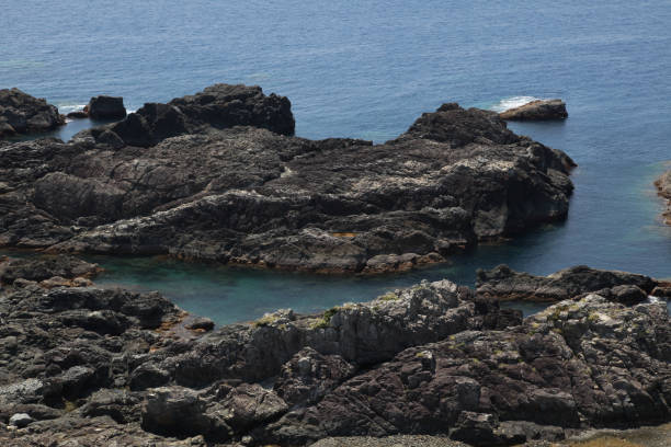 costa rochosa com mar azul no japão wakayama - 3141 - fotografias e filmes do acervo