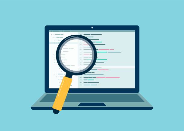 Concept of application development, debugging and code testing of software. Technology of application development, debugging and code testing of software for search bugs and errors. Concept of programming, analysis and coding data. Vector illustration. debug stock illustrations