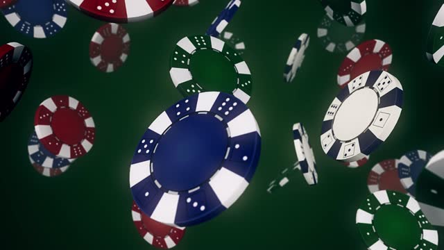 4K Poker Casino Chip and card falling seamless loop background