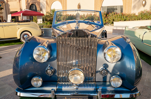 The Pearl Qatar, Doha, Qatar -March 20, 2020: 1948 Rolls Royce silver wraith classic car at a local car show.