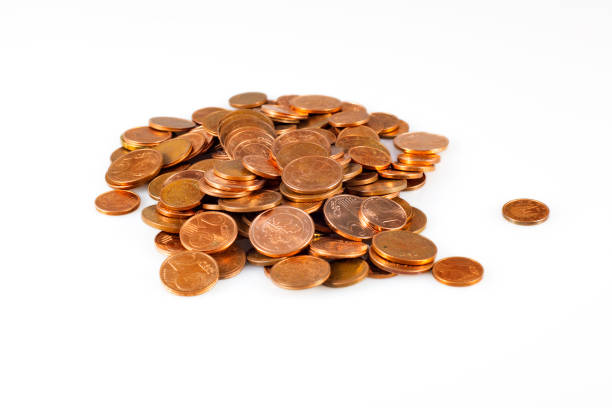 Eurocents on white background - studio shot