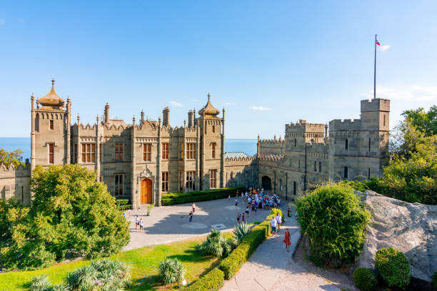 Vorontsov palace and gardens in Alupka, south Crimea Crimea - August 2020: Vorontsov palace and gardens in Alupka, south Crimea vorontsov palace stock pictures, royalty-free photos & images