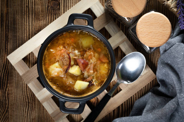istock Traditional russian sour cabbage soup 1297832932