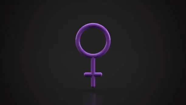 3d render of a female symbol purple black background feminism icon woman's day