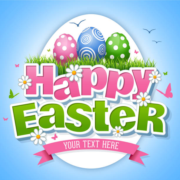 illustrazioni stock, clip art, cartoni animati e icone di tendenza di buona pasqua - easter greeting card eggs illuminated