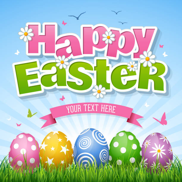 счастливой пасхи - easter egg illustrations stock illustrations