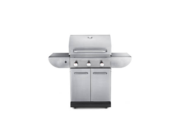 Large gas bbq grill on a white background Large gas bbq grill on a white background knob photos stock pictures, royalty-free photos & images