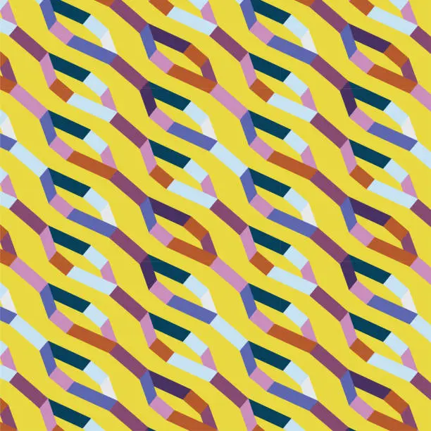 Vector illustration of Abstract seamless geometric vector pattern for clothing fabric and textile printing, wrapping paper, backdrops, web banners and book covers, Colorful seamless 3D polygon pattern