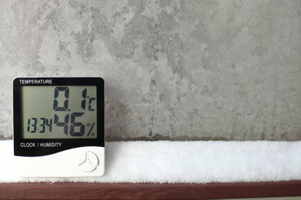 istock An electronic thermometer and hygrometer for temperature and humidity control is installed on the snow. The humidity indicator is indicated on the hygrometer of the device 1297848696