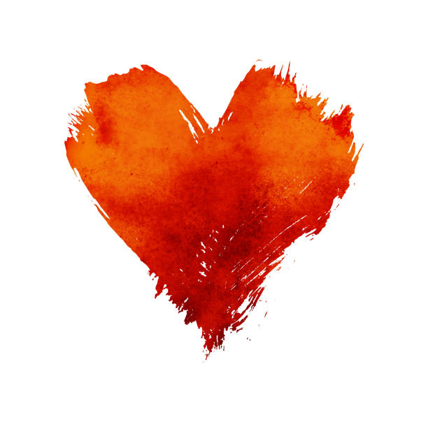 istock Red watercolor painted heart shape on white 1297848790