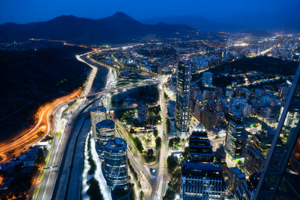 istock Santiago de Chile, Aerial View at Night 1297851711