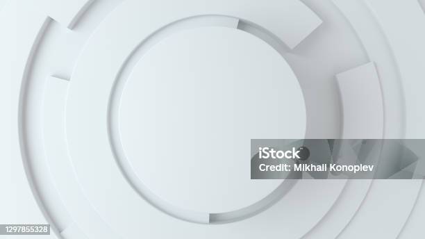 Abstract Digital Future Concept Design Mock Up Circle White Gray Bright Technology Hitech Background Business 3d Pie Chart Graph For Your Documents Reports And Presentations 3d Rendering Stock Photo - Download Image Now
