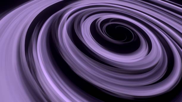 ondas gravitacionales en un sistema binario. ondas abstractas púrpuras en forma de línea sobre un fondo negro oscuro. galaxia espiral aislada. concepto educativo científico. gravitación espacial. renderizado en 3d - onda gravitacional fotografías e imágenes de stock