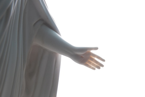 Close Up of Hand of Christus with White Back Lighting