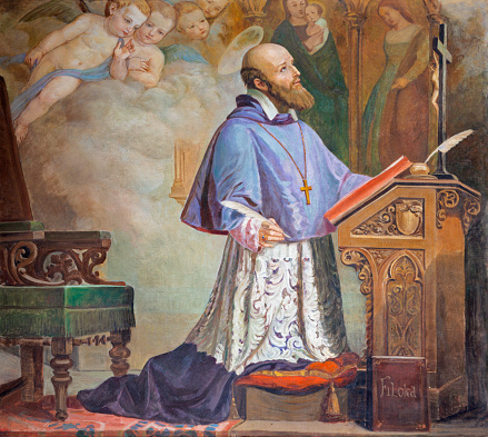 Catania - The painting of St. Francis de Sales in the church Chiesa di San Filipo Neri.