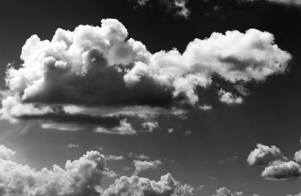 istock Black and white sky with clouds at sun summer day 1297866863