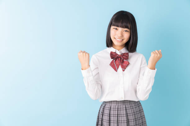 girl who study,school uniform, - japanese girl imagens e fotografias de stock