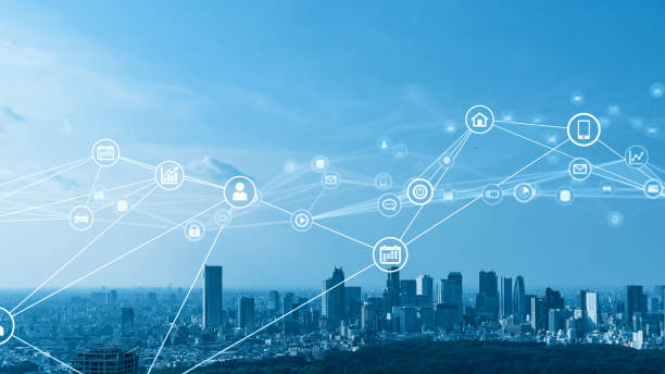 istock Smart city and communication network concept. 5G. LPWA (Low Power Wide Area). Wireless communication. 1297881594