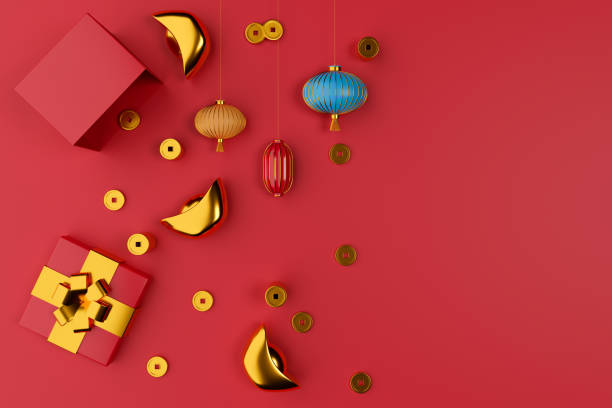 istock 3d render Chinese New Year day background. 1297884974
