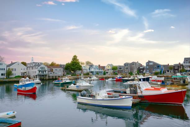 istock Fishing boats at sunrise-Gloucester Massachusetts 1297887159