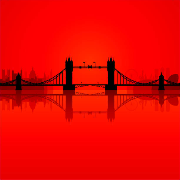 illustrazioni stock, clip art, cartoni animati e icone di tendenza di tower bridge, londra silhouette (tutti gli edifici sono spostabili e completi) - london bridge
