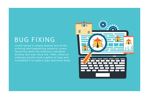 Bug Fixing And Software Testing Vector Concept Stock Illustration ...