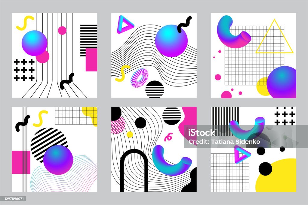 Geometry Collages Vibrant 3d Geometry And Lines Abstract Collage Stock Illustration ...