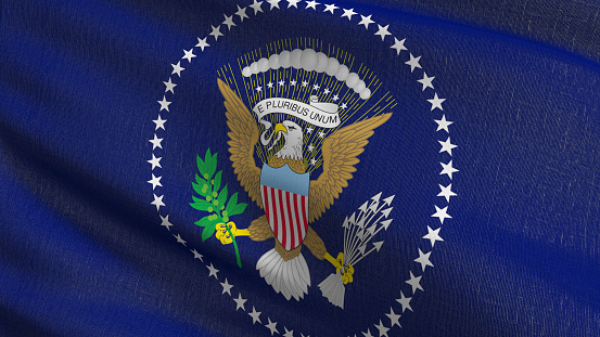 Flag of the President of the United States. 3D rendering illustration of waving sign symbol.