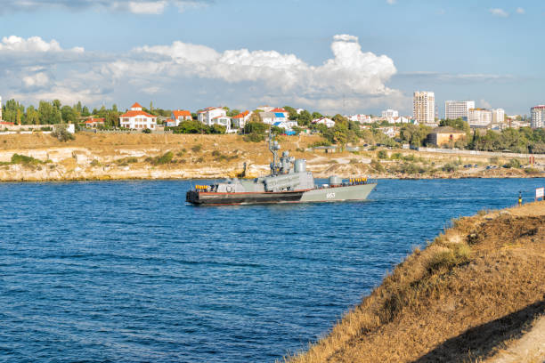 City landscape of Crimea and the Black Sea coast Resort town stock photo
