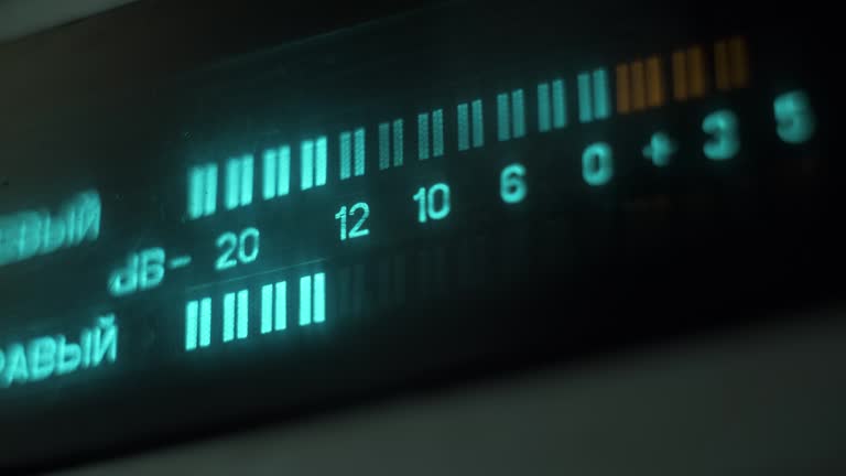 Audio signal levels monitoring audio console on classic sound amplifier